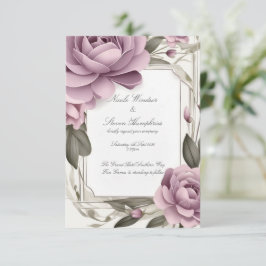 Samen voor altijd Mauve Floral bruiloft uitnodigin