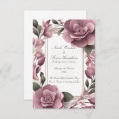 Samen voor altijd Mauve Floral bruiloft uitnodigin (Voorkant / Achterkant)