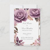 Samen voor altijd Mauve Floral bruiloft uitnodigin (Voorkant)