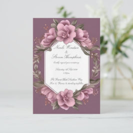 Samen voor altijd Mauve Floral bruiloft uitnodigin
