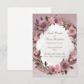 Samen voor altijd Mauve Floral bruiloft uitnodigin (Voorkant / Achterkant)