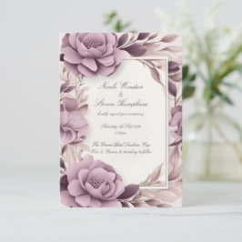 Samen voor altijd Mauve Floral bruiloft uitnodigin