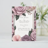 Samen voor altijd Mauve Floral bruiloft uitnodigin (Staand voorkant)