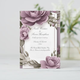 Samen voor altijd Mauve Floral bruiloft uitnodigin