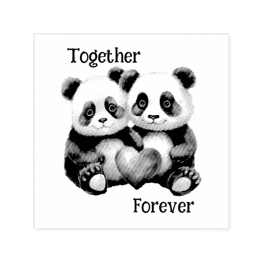 Samen voor altijd Panda paar Zelfinktende Stempel (Design)