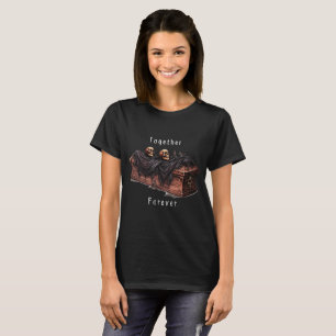 Samen Voor Altijd Schedels en Kist Zwarte Hallowee T-shirt