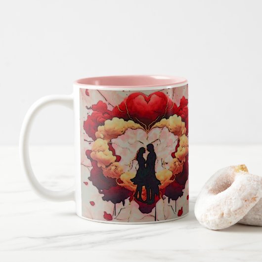 samen voor altijd tweekleurige koffiemok (Met donut)