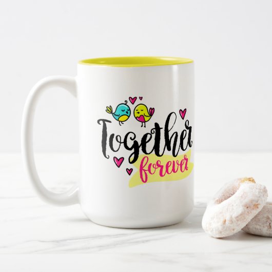 Samen Voor Altijd Tweekleurige Koffiemok (Met donut)