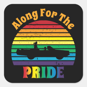 Samen voor de Pride Retro 70's Rainbow Sunset Butt Vierkante Sticker