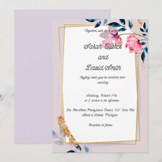 Samen voor eeuwig huwelijksuitnodiging kaart (Voorkant / Achterkant)