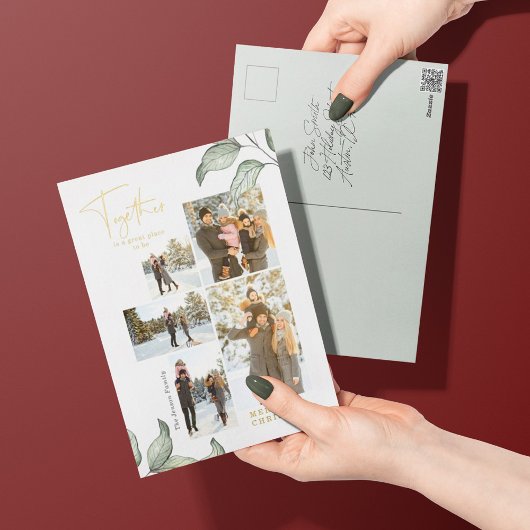 Samen voor kerstfoto Gold Folie Feestdagen Briefkaart