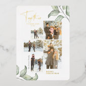 Samen voor Kerstmis 5 Foto Collage Gold Folie Feestdagenkaart (Voorkant)
