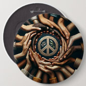Samen voor Vrede - vele handen Ronde Button 6,0 Cm (Voorkant /achterkant)
