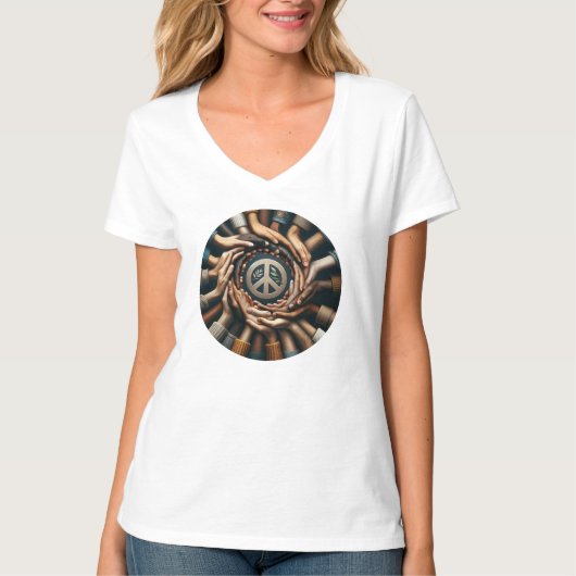 Samen voor Vrede - vele handen T-shirt (Voorkant)