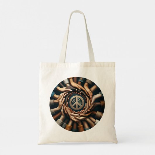 Samen voor Vrede - vele handen Tote Bag (Achterkant)