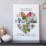 Samen vormen de Aangepaste hartvorm 11 Fotocollage Imitatie Canvas Print<br><div class="desc">Creëer uw eigen gepersonaliseerde canvas met 11 van uw favoriete foto's en uw familienaam/-namen. Het fotomalplaatje is opstelling aan creëer een fotocollage in de vorm van een liefdeshart, tonend uw afbeeldingen in een mengeling van vierkant, portret en landschapformaten. Upload uw foto's die in rijen werken, van boven tot onder. Het...</div>