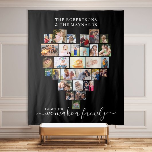 Samen vormen wij een familie Hart 29 Foto Collage Wandkleed