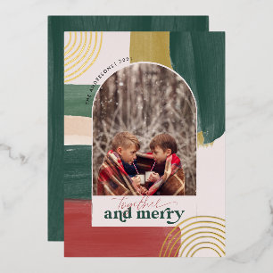 Samen & Vrolijk Foto Boog Modern Kerstmis Folie Uitnodiging