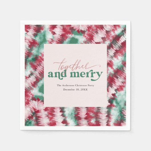 Samen & Vrolijk | Moderne Kerst Tie-Dye Servet (Voorkant)