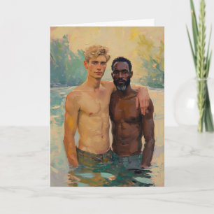 Samen wadend in warme waterverf kaart