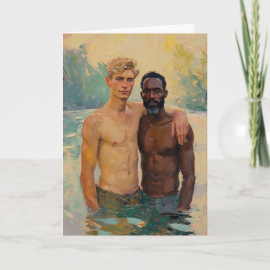 Samen wadend in warme waterverf kaart (Voorkant)