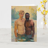 Samen wadend in warme waterverf kaart (Gele Bloem)