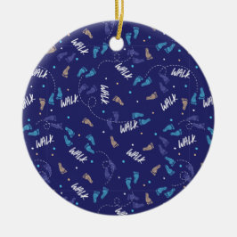 Samen wandelen: Avontuurlijke voetafdruk Silhouet Keramisch Ornament