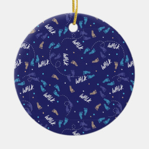 Samen wandelen: Avontuurlijke voetafdruk Silhouet Keramisch Ornament