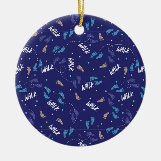 Samen wandelen: Avontuurlijke voetafdruk Silhouet Keramisch Ornament (Voorkant)