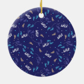 Samen wandelen: Avontuurlijke voetafdruk Silhouet Keramisch Ornament (Achterkant)