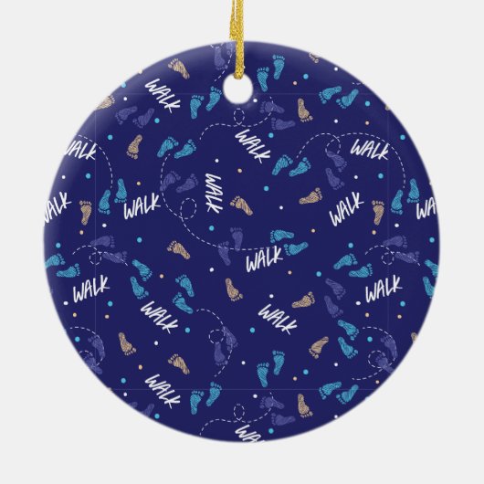 Samen wandelen: Avontuurlijke voetafdruk Silhouet Keramisch Ornament (Achterkant)