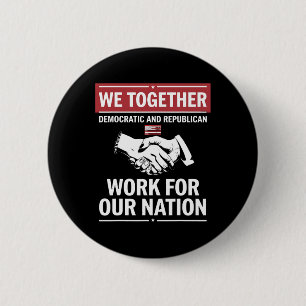 Samen werken de Democraten en de Republikeinen voo Ronde Button 5,7 Cm