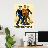 Samen winnen we ~  Wereldoorlog 1. Poster (Thuiskantoor)
