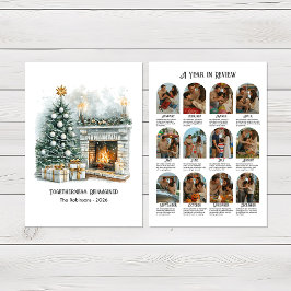 Samen Zijn Opnieuw Vormgegeven Aquarel Jaaroverzic Feestdagenkaart