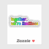 samen zijn we grenzeloos - Rainbow Retro Typograp Sticker (Vel)
