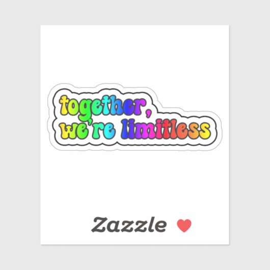 samen zijn we grenzeloos - Rainbow Retro Typograp Sticker (Vel)