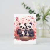 Samen zo gelukkig Panda paar Briefkaart (Staand voorkant)