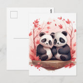 Samen zo gelukkig Panda paar Briefkaart (Voorkant / Achterkant)