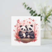 Samen zo gelukkig Panda paar Kaart (Staand voorkant)