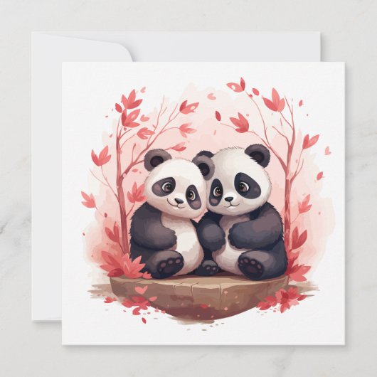 Samen zo gelukkig Panda paar Kaart (Voorkant)