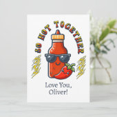 Samen zo heet Hete Saus Spicy Love Card Feestdagenkaart (Staand voorkant)