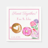 Samen Zoet Roze Donut Met Latte Servet (Voorkant)