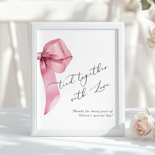 Samengebonden met liefde Roze Strik Verjaardagsatt Poster
