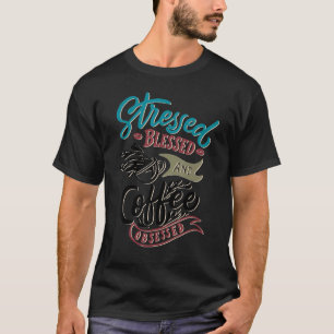 samengedrukt zonder stempels en koffie geobsedeerd t-shirt