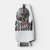 samengeperste schedel vol computerbreinen, flesjeskoeler (Achterkant)