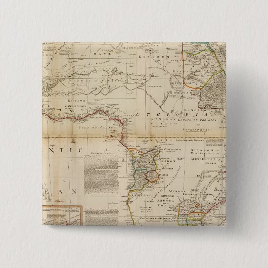 Samengesteld Afrika handgekleurde kaart Vierkante Button 5,1 Cm (Voorkant)