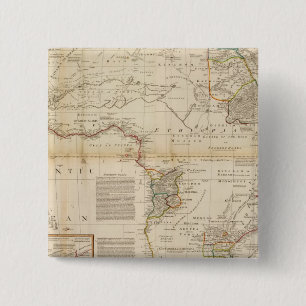 Samengesteld Afrika handgekleurde kaart Vierkante Button 5,1 Cm