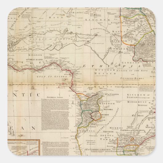 Samengesteld Afrika handgekleurde kaart Vierkante Sticker (Voorkant)