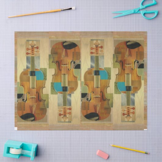 Samengesteld Violins Instrument Onderdelen collage Tissuepapier (Craft)