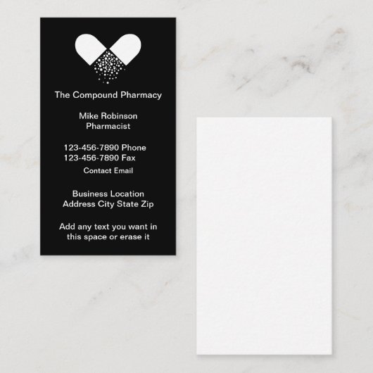 Samengestelde apotheek apotheker Visitekaartjes (Voorkant / Achterkant)